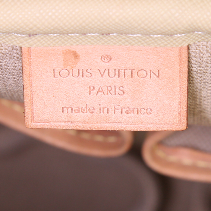 Borsa Louis Vuitton Deauville in tela monogram marrone e pelle naturale - Detail D3