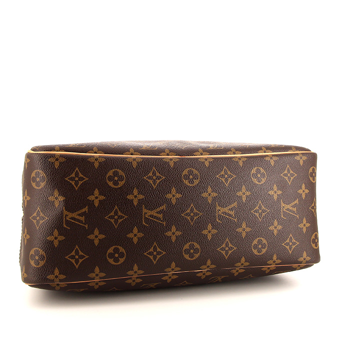 Bolso de mano Louis Vuitton Deauville en lona Monogram marrón y cuero natural - Detail D4