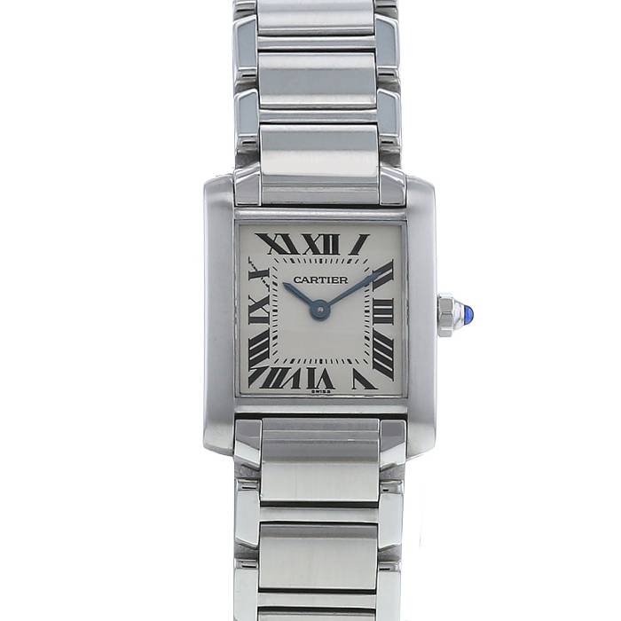 Cartier Tank Francaise Black Dial Watch 2384 - Crown Jewelers