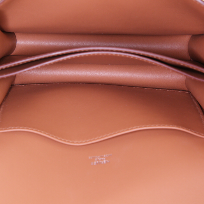 Borsa a tracolla Hermès Roulis Eperon D'Or in pelle Swift gold con motivo - Detail D2