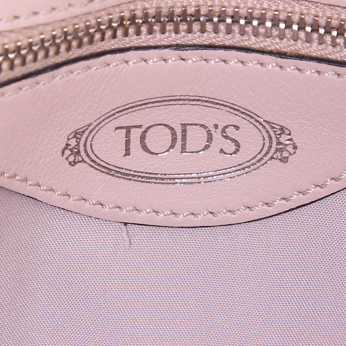 Borsa a tracolla Tod's Double T Rock Strass in pelle beige con motivo - Detail D3