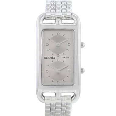 Montre Hermès Nantucket Dual Time en acier Ref :  CC3-210 Vers  2000