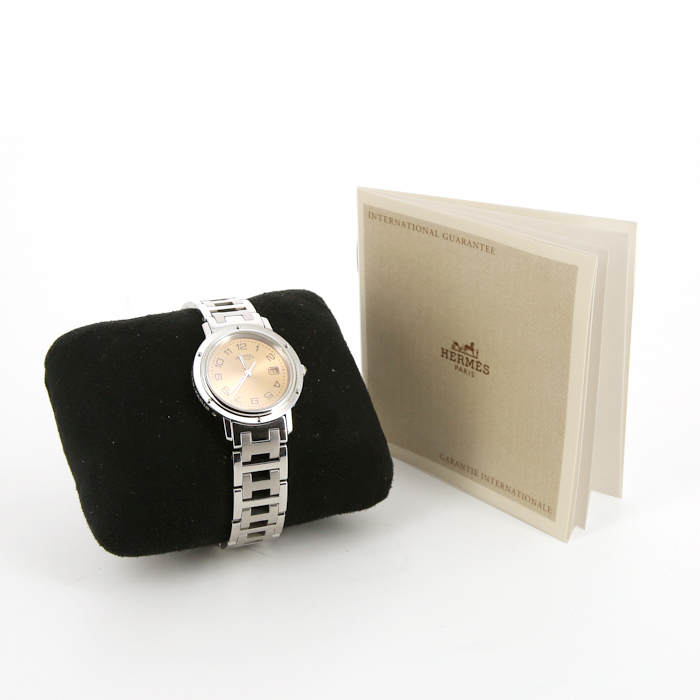 Hermes Clipper watch in stainless steel Ref:  CL4.410 Circa  1998 - Detail D2
