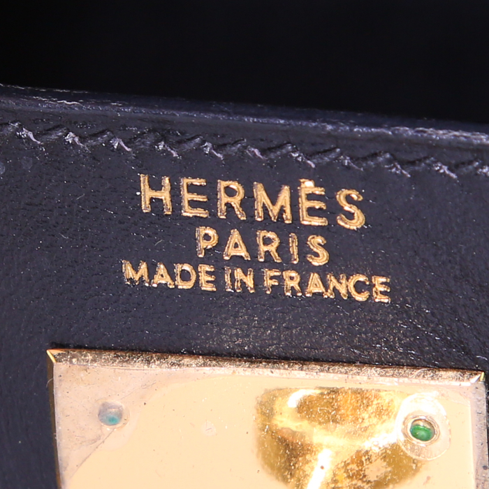 Sac à main Hermes Kelly 32 cm en cuir box noir - Detail D4