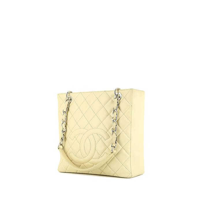 Chanel Shopping GST Small Model Handbag in Beige Quilted Grained