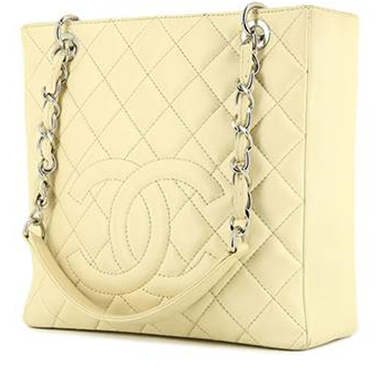 Bolso de mano Chanel Shopping GST modelo pequeño en cuero granulado acolchado beige