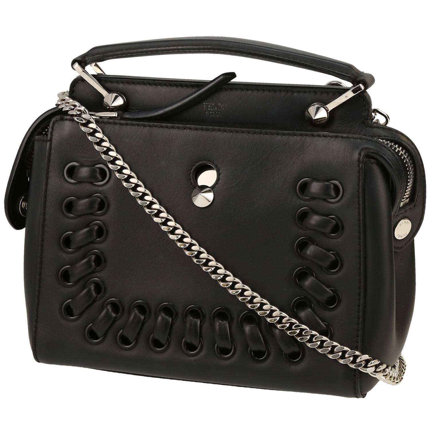 Fendi Dotcom shoulder bag in black leather