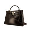 Hermes Kelly 32 cm handbag in chocolate brown box leather - 00pp thumbnail
