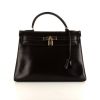 Hermes Kelly 32 cm handbag in chocolate brown box leather - 360 thumbnail
