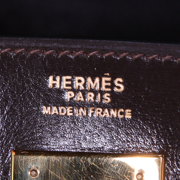Sac à main Hermes Kelly 32 cm en cuir box marron-chocolat - Detail D4