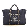 Chanel Deauville medium model shopping bag in blue denim canvas - 360 thumbnail