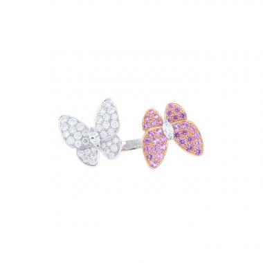 Anello Van Cleef 
Arpels Deux Papillons Entre Les Doigts in oro bianco,  oro rosa e zaffiri rosa