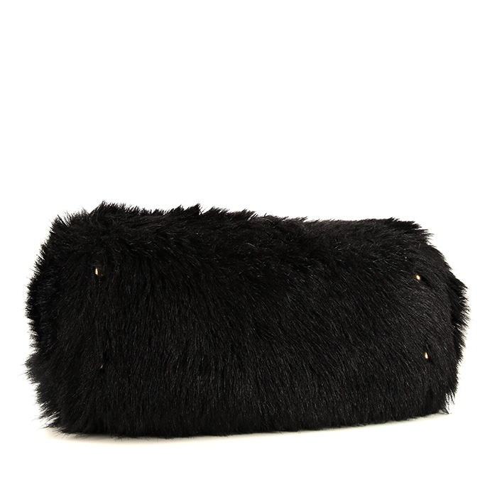 Prada handbag in black synthetic furr - Detail D4