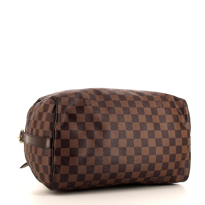 Louis Vuitton Speedy 30 handbag in ebene damier canvas and brown leather - Detail D5