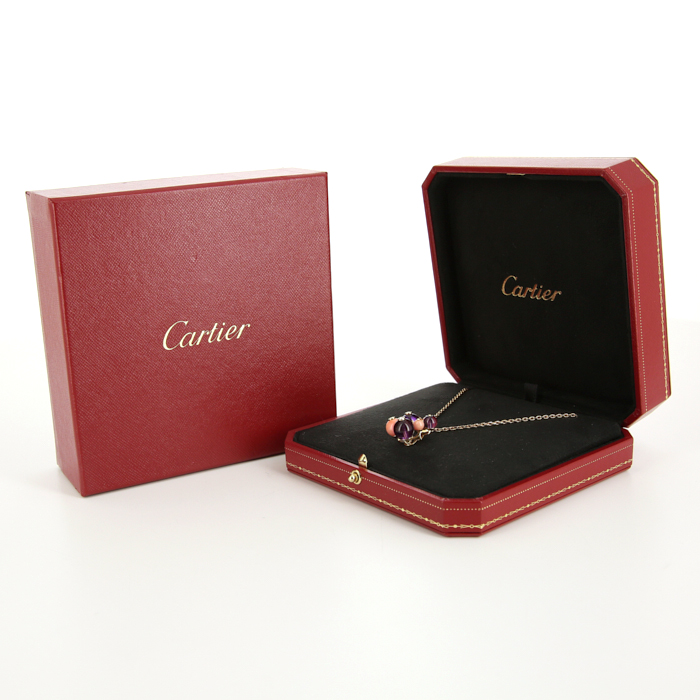 Cartier Délice de Goa necklace in yellow gold, amethysts and coral - Detail D2
