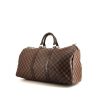 Louis Vuitton Keepall 50 cm travel bag in ebene damier canvas and brown leather - 00pp thumbnail