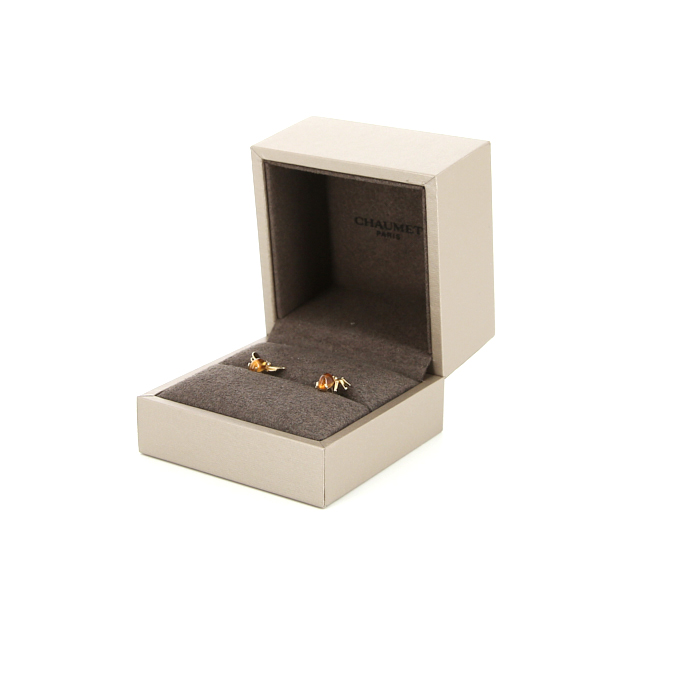 Orecchini a bottone Chaumet Attrape Moi Si Tu M'Aimes in oro giallo,  quarzi citrini e diamanti - Detail D2