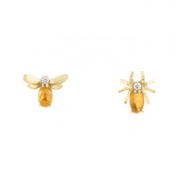 Paire de puces d'oreilles Chaumet Attrape Moi Si Tu M'Aimes en or jaune,  citrines et diamants