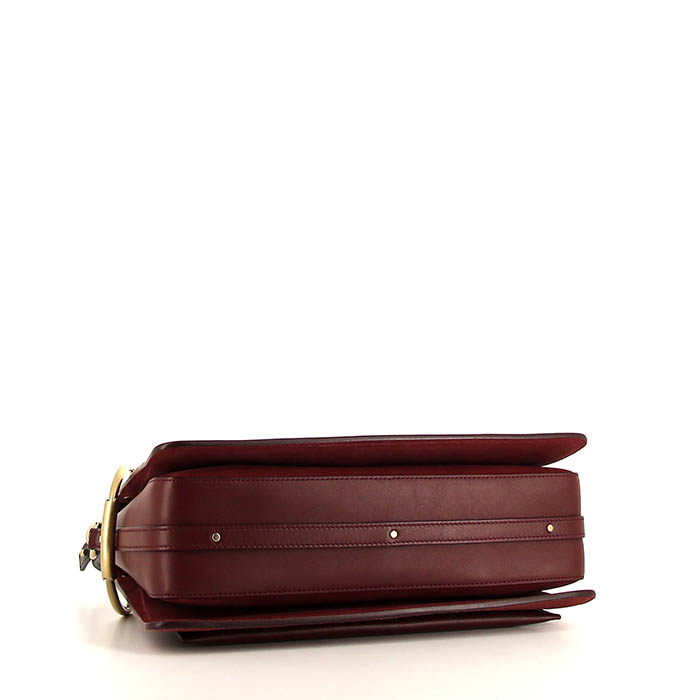 Sac à main Chloé Roy Day en cuir bordeaux et daim rouge - Detail D5