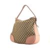 Gucci Hobbo handbag in beige monogram canvas and pink grained leather - 00pp thumbnail