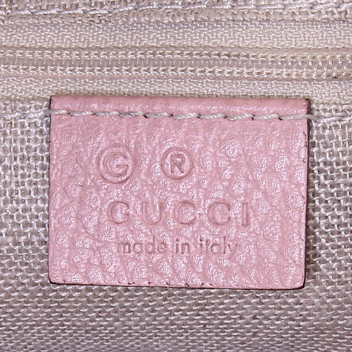 Gucci Hobbo handbag in beige monogram canvas and pink grained leather - Detail D3