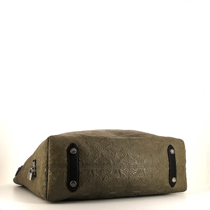 Shopping bag Louis Vuitton Antheia Hobo in pelle monogram color talpa e pelle nera - Detail D4