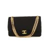 Chanel Vintage handbag in black quilted jersey - 360 thumbnail