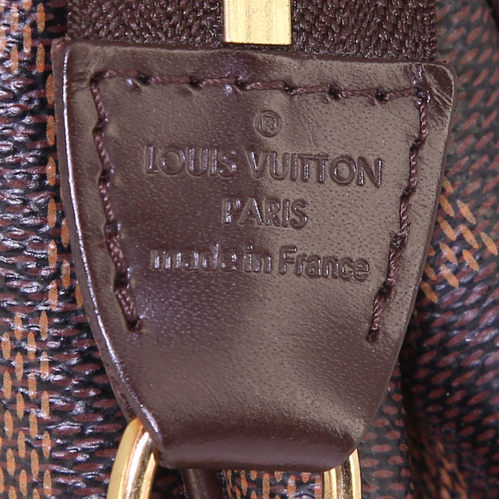 Louis Vuitton Eva handbag in ebene damier canvas and brown leather - Detail D4