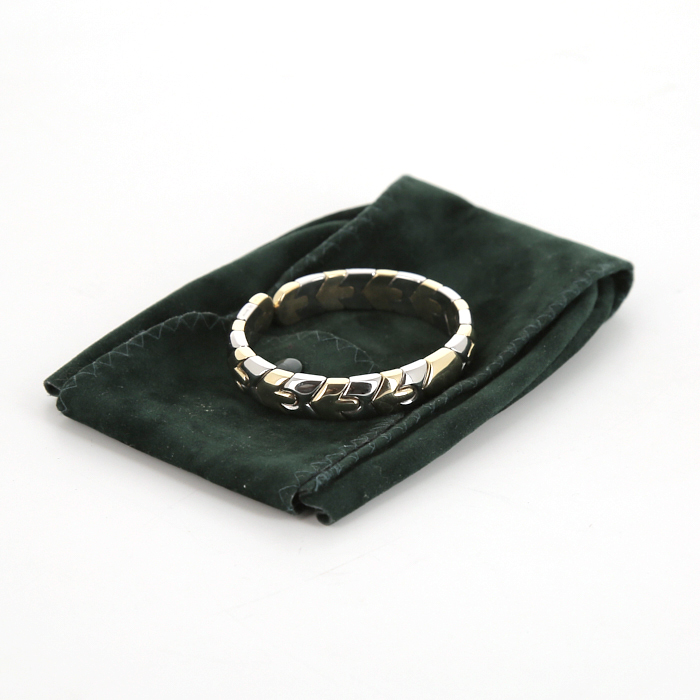 Bracciale semirigido aperto Bulgari Parentesi in oro giallo e acciaio - Detail D2