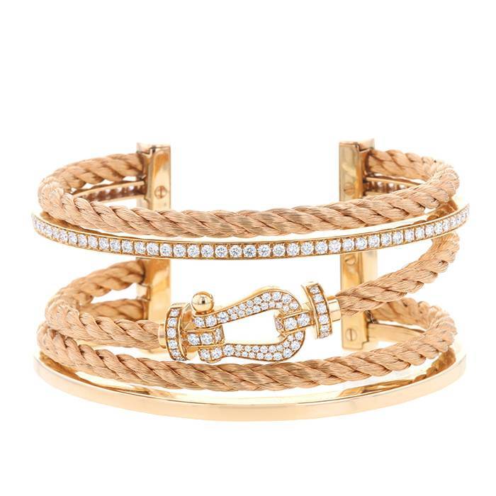 Fred Force 10 cuff bracelet in pink gold and diamonds - 00pp