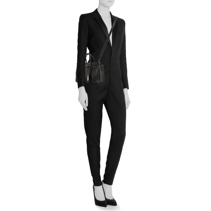 Borsa Saint Laurent Sac de jour Baby in pelle martellata nera - Detail D2