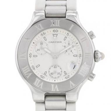 Cartier Autoscaph 21 watch in stainless steel and rubber Circa  1990