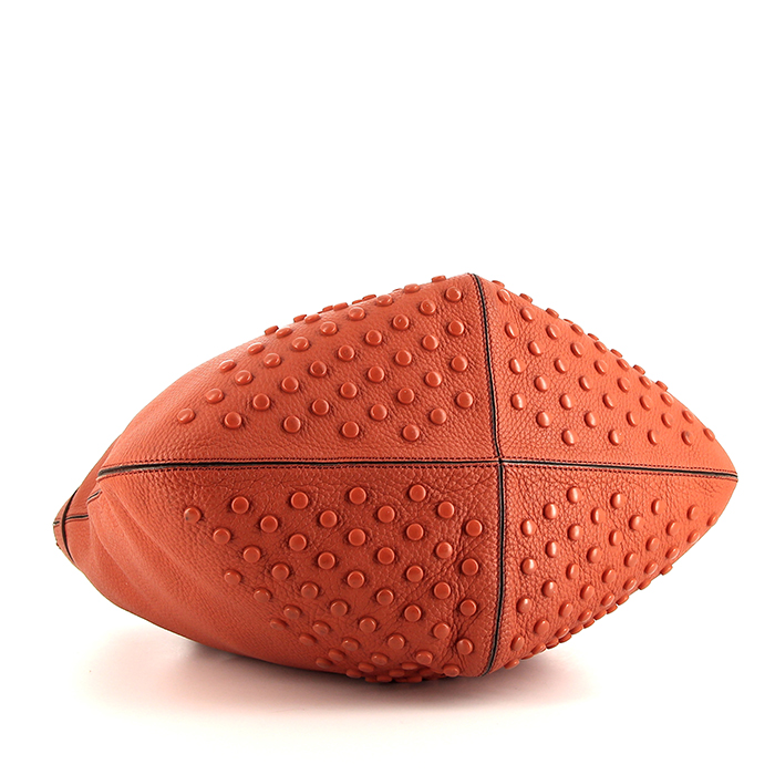 Tod's Gommino shopping bag in orange grained leather - Detail D4