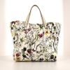Gucci Floral Tote shopping bag in white canvas - 360 thumbnail