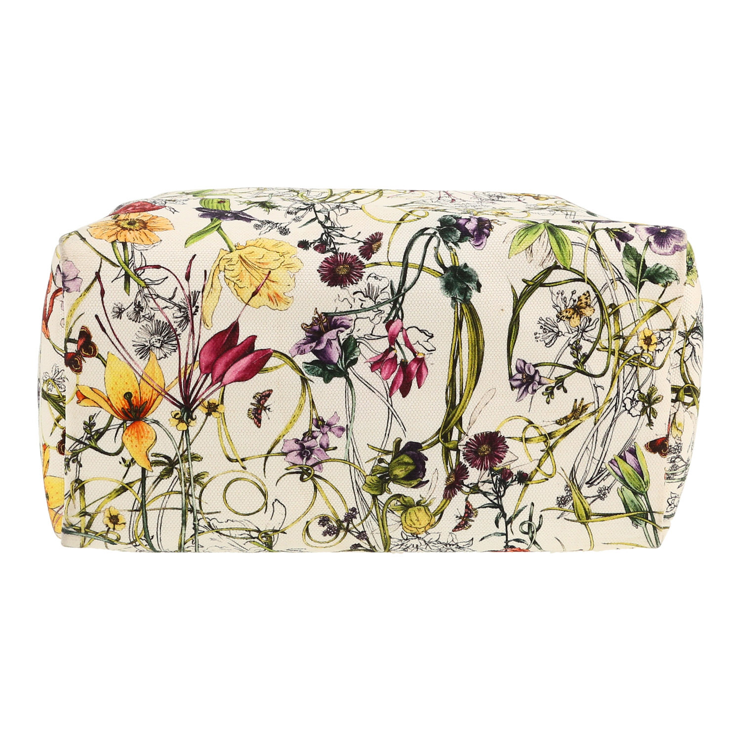 Shopping bag Gucci Floral Tote in tela bianca con decoro floreale - Detail D1