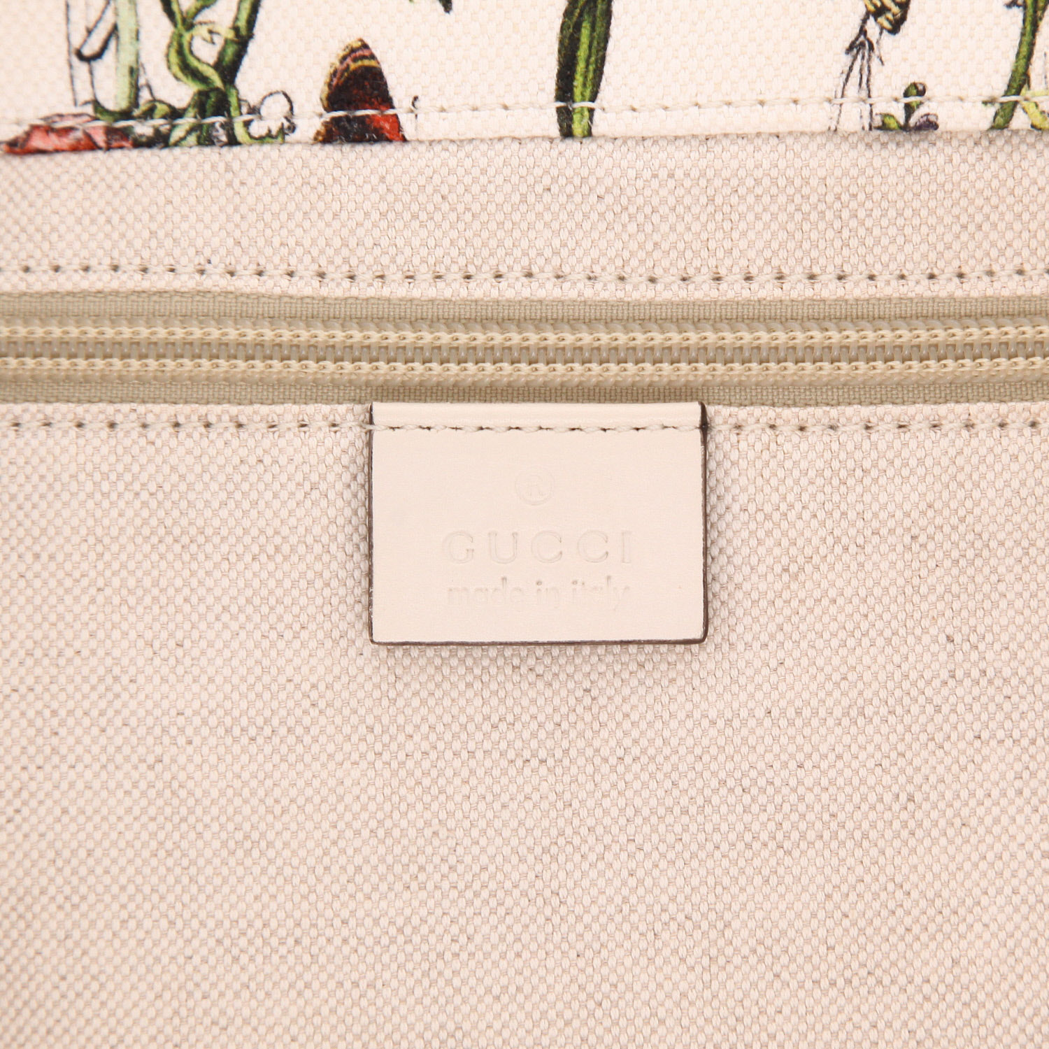 Sac cabas Gucci Floral Tote en toile blanche - Detail D2