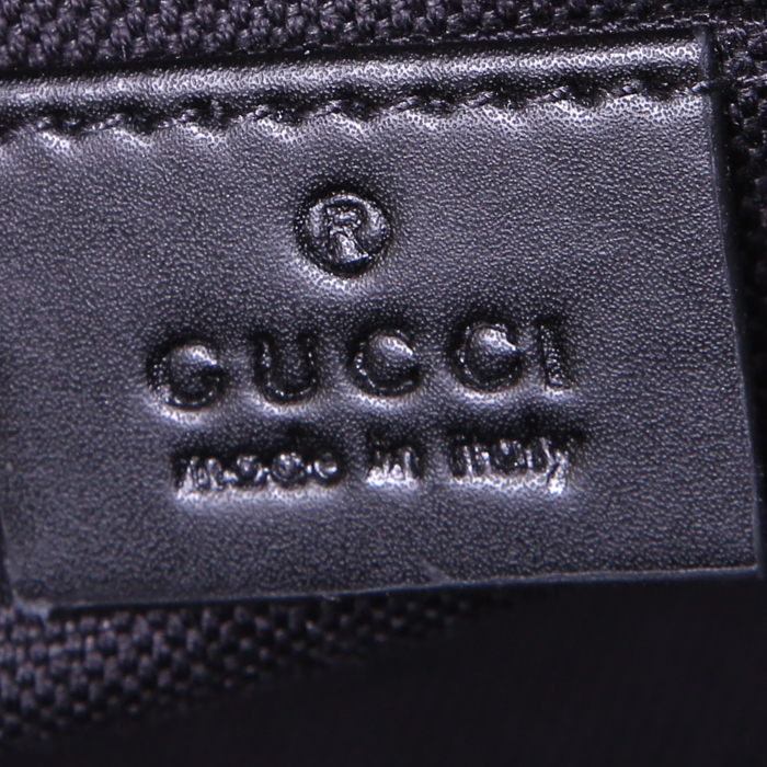 Gucci shoulder bag in anthracite grey monogram canvas and black leather - Detail D3