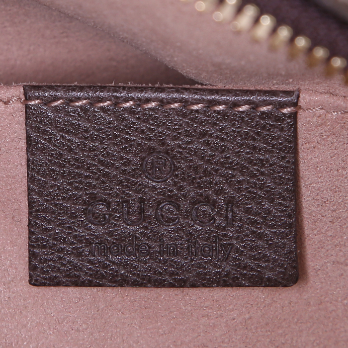 Gucci Ophidia clutch-belt in beige and brown monogram canvas and brown grained leather - Detail D3