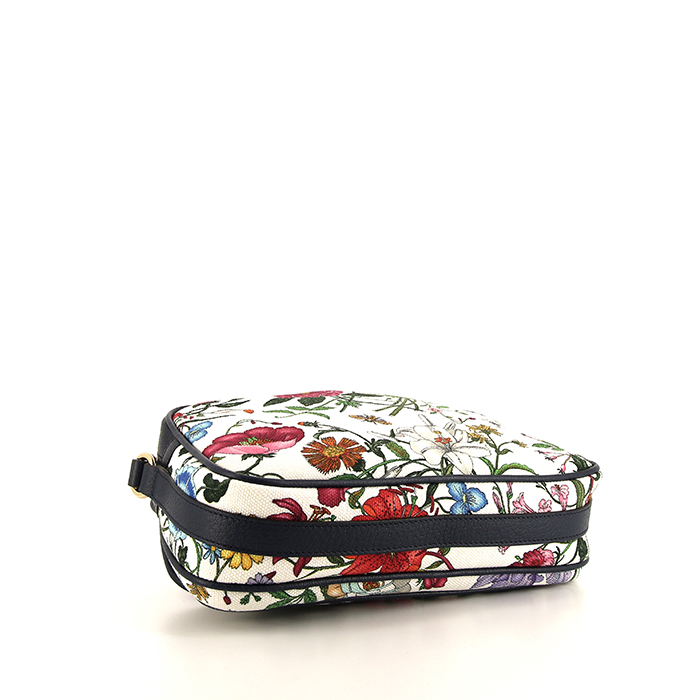 Sac bandoulière Gucci en toile et cuir bleu-marine - Detail D4