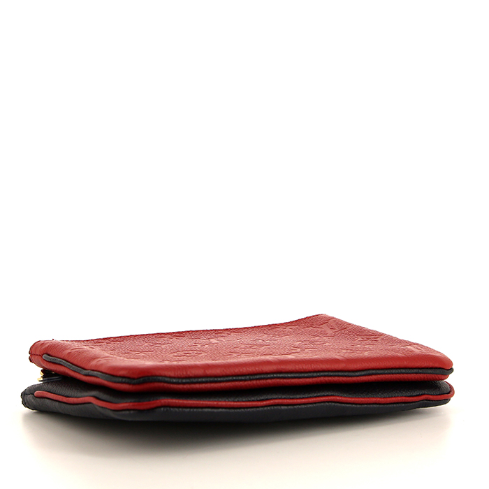 Bolsito de mano Louis Vuitton Double Zip en cuero monogram huella azul y rojo - Detail D5