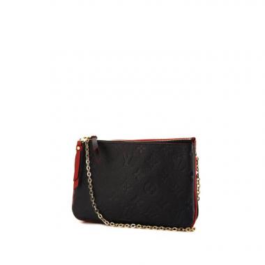 Pochette Louis Vuitton Double Zip in pelle monogram con stampa blu e rossa