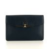 Salvatore Ferragamo Continental handbag/clutch in blue grained leather - 360 thumbnail