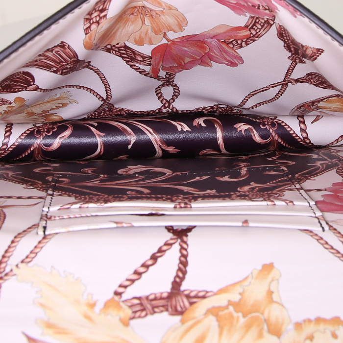 Sac/pochette Salvatore Ferragamo Continental en cuir grainé beige et bleu - Detail D2