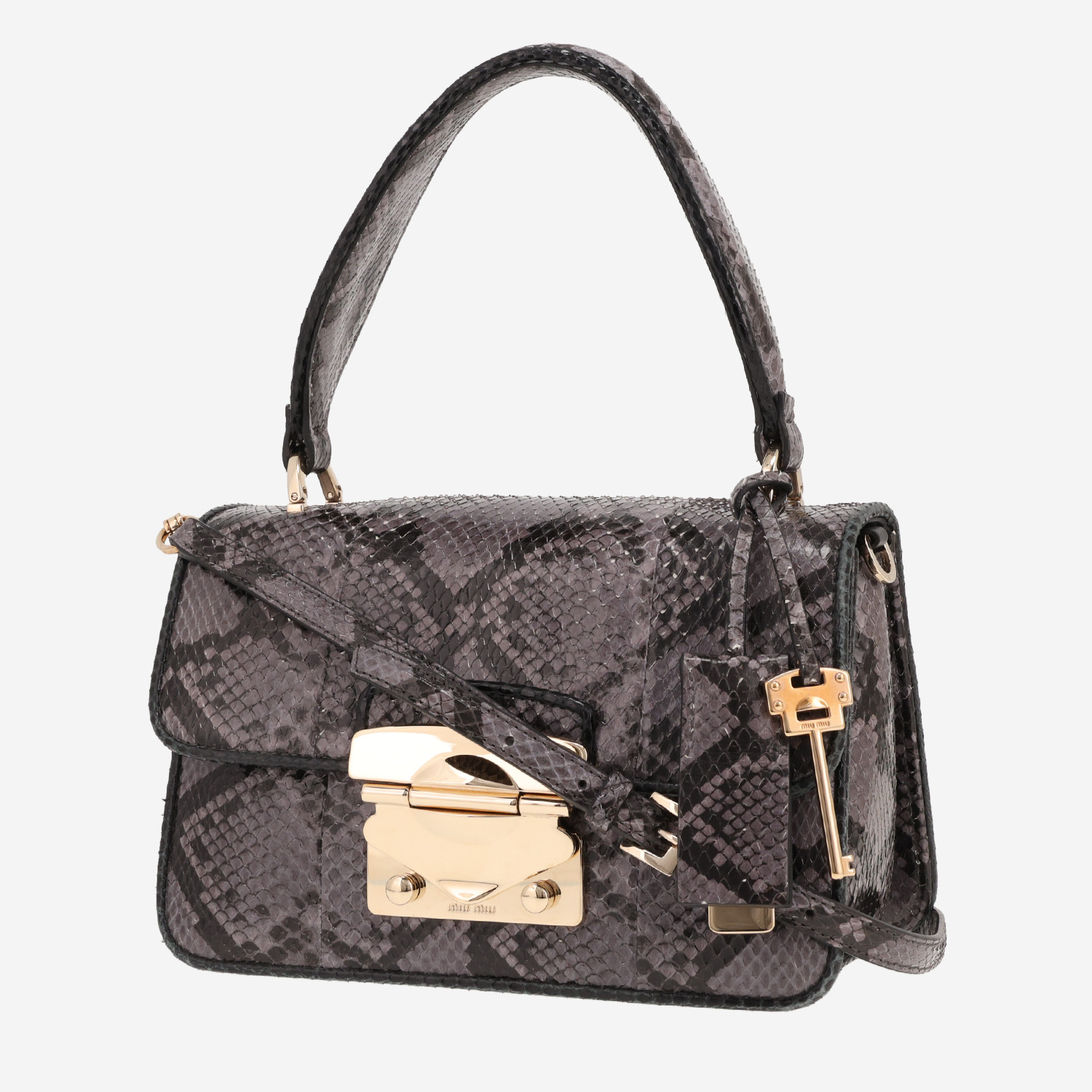 Miu Miu Coffer handbag in black and grey python