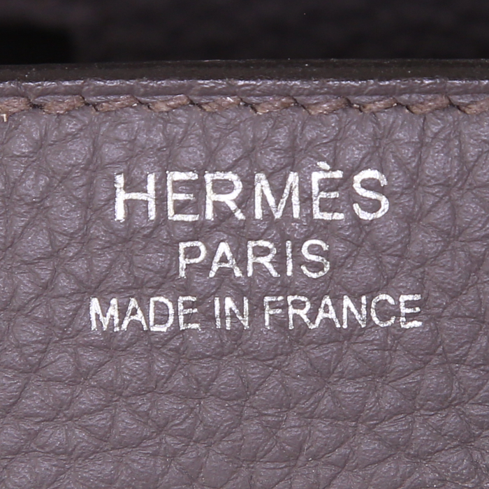 Borsa Hermes Birkin 40 cm in pelle togo grigia stagna - Detail D3