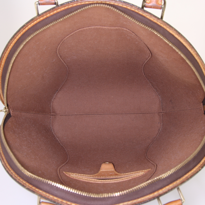 Sac à main Louis Vuitton Ellipse en toile monogram marron et cuir naturel - Detail D2