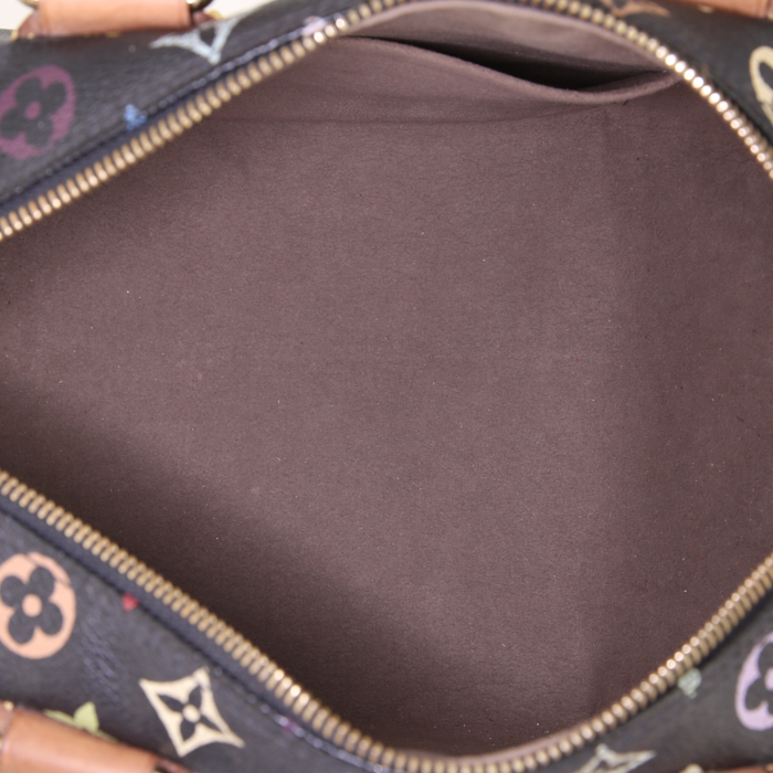 Louis Vuitton Speedy Editions Limitées handbag in multicolor and black monogram canvas and natural leather - Detail D2