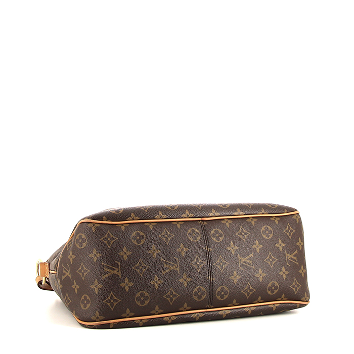 Shopping bag Louis Vuitton Delightful in tela monogram marrone e pelle naturale - Detail D4