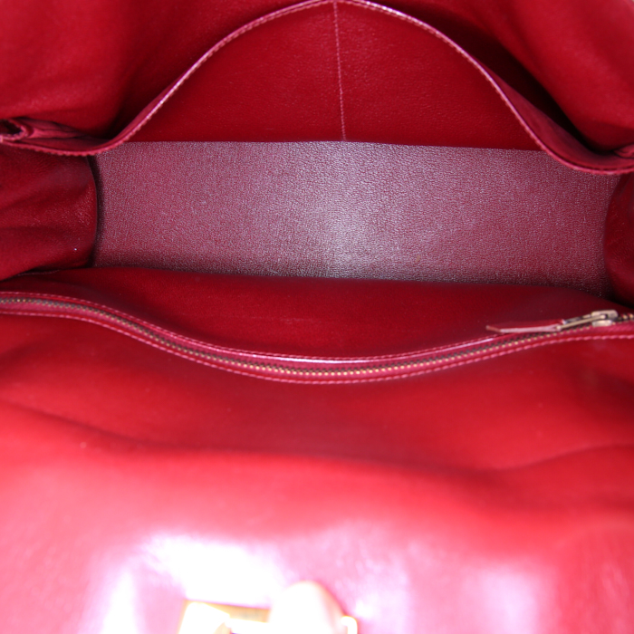 Hermes Kelly 35 cm handbag in red box leather - Detail D3