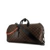Borsa da viaggio Louis Vuitton Keepall 50 cm in tela monogram marrone e pelle nera - 00pp thumbnail